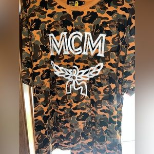 XXL BAPE MCM LEATHER COLAB T-SHIRT ALLL OVER MCM PRINT